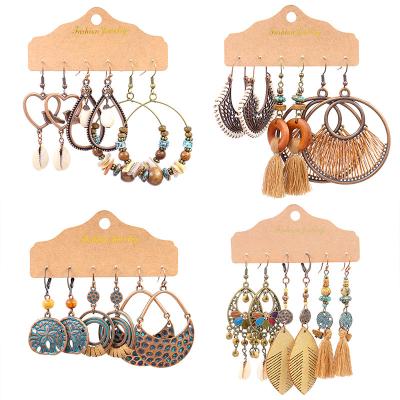 China Wholesale Bohemian Women Tassel Style Jewelry Vintage Alloy Fashion Alloy Dangle Drop Earrings for sale