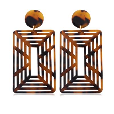 China Simple design shape acrylic acetate earring tortoiseshell fashion jewelry acrylic geometric earring for sale