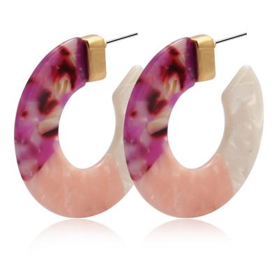 China Fashion Trendy Custom Jewelry Accessories Colorful Acetate Circle Stud Earrings For Women Girls for sale