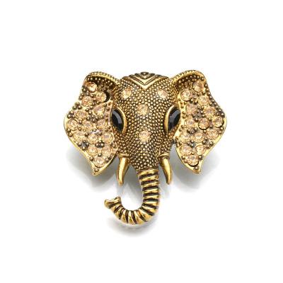 China Retro Metal Metal Clothing Accessories Animal Vintage Colors Crystal Brooch Elephant Brooches Bohemian Women for sale