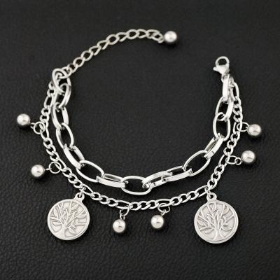 China Good Quality Stainless Steel Jewelry Chain Bracelet Bistratal Tree Of Life Charm Bracelet For Women for sale