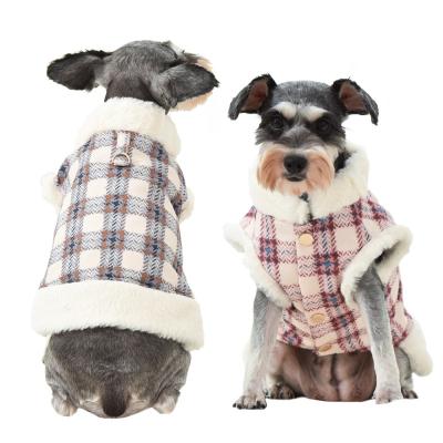 China Viable Plaid Small Dog Clothes for Yorkies Teddy Dogs Cat Coat Faux Chihuahua Coat Autumn Winter Pet Harness Vest Pink Fur Vest Blue Jacket for sale