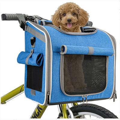 China Custom Viable Custom Front Basket Expandable Soft-Sided Removable Dog Bike Bicycle Handlebar Pet Carrier Backpack for sale