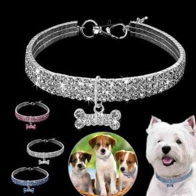 China Luxury Dog Jewelry Cat Crystal Collar Pet Supplies Small Viable Rhinestone Pet Collar Dog Chain for sale