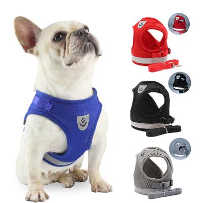 China Custom Small Medium Dog Cag Harness Adjustable Reflective Breathable Mesh Customized Logo Outdoor Pet Harness for sale