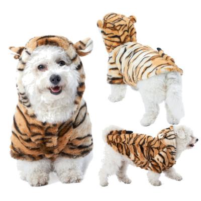 China New Design Stocked Tiger Body Suit Funny Puppy Pet Coat Dog Clothes Autumn And Winter Cat Hoodie Warm for sale