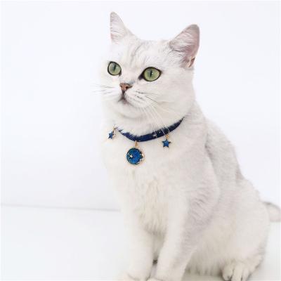 China Viable Adjustable Cat Puppy Fishbone /Snowflake/Star Collar Velvet Bronzing Star Chic Pet Accessories Luxury Dog Collar for sale