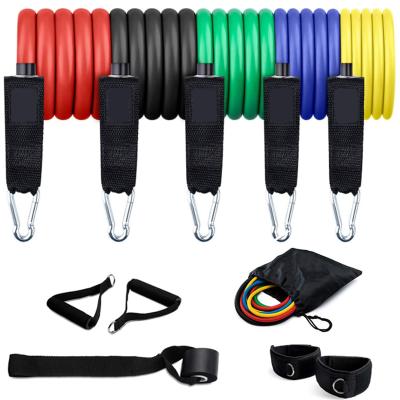 China Portable 11 Pcs/Set Bodybuilding Fitness Tubes Resistance Belt Workout Training Rope Burning Fat Exercise Bands With Handle for sale