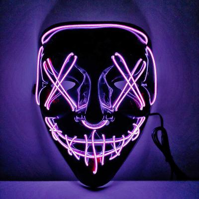 China China Cosplay Costume Supplies Cosmask Halloween Neon Light LED Masquerade Party Funny Masks for sale