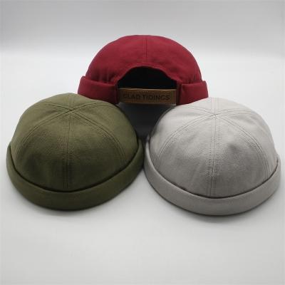 China COMMON Custom Canvas Brimless Baseball Caps, Single Hook Leather Buckle Brimless Hat, Cotton Visorless Sailor Cap for sale