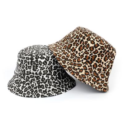 China Wholesale Custom Made High Quality Breathable Foldable Double Comfort Women Side Canvas Print Leopard Bucket Hat for sale