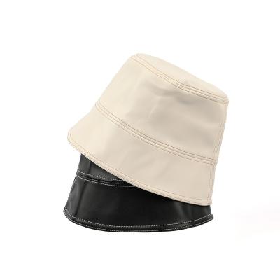 China New Style Breathable Well-designed Well-designed Adult Size Unisex Waterproof Comfort Bucket Black And White Leather Hat for sale