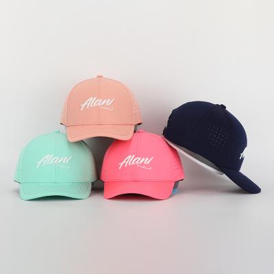 China Custom OEM COMMON Logo Men Women 6 Panel Polyester High Quality Sports Baseball Cap, Melin Laser Cut Hole Perforated Quick Dry Dad Hat for sale