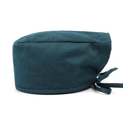 China 100% Custom Made Doctor Hat, Eco-Friendly Hot Selling Nurse OEM Cotton White Green Surgical Hat With Tie for sale