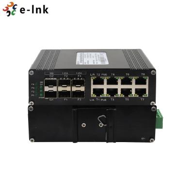 China Aluminum Case Industrial PoE Switch 8 Port Gigabit 802.3at RJ45 6 Port 1000X SFP Fiber for sale