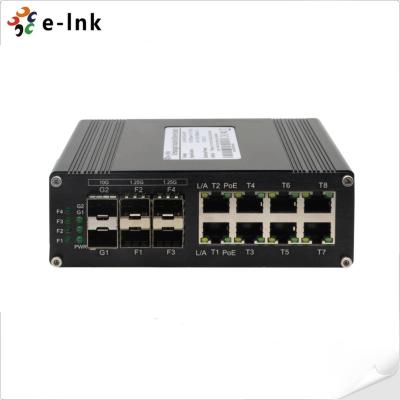 China Aluminum Industrial PoE Switch 8 Port 1000T 802.3at PoE + 4 Port 1G SFP + 2 Port 10G SFP+ for sale