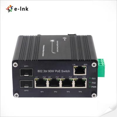 China Industrial Unmanaged 4 Port 802.3bt 90W PoE Switch with 1-Port RJ45 & 2-Port SFP Fiber for sale