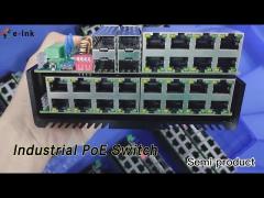 Din Rail Managed Industrial PoE Switch Fiber Gigabit 24 Port