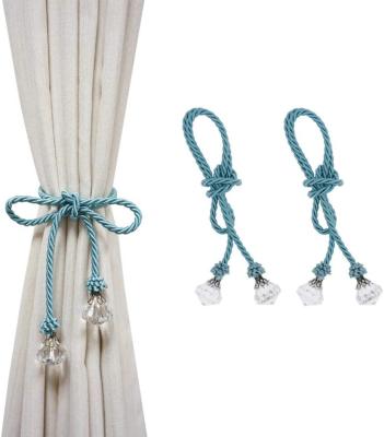 China Home Decoration Curtain Tie Backs Rope With Crystal Handing Decorative Handmade Tie Back Curtain Barriers Home Office Window Pair for sale