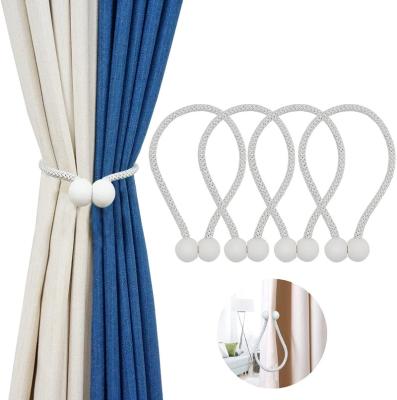 China Home Decoration Hot Sale Discount Ball Curtain Tie Magnetic Tie Rope Supports Obstacles Buckle Staples Rods Accessories Hook Holder Home Decorative 4pack for sale