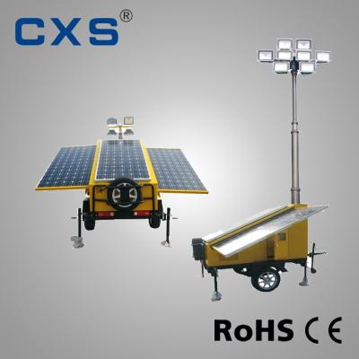 China Mobiler Solaranhänger angebrachte Lichtmast-amerikanische Standardbremstriebfahrzeuge zu verkaufen