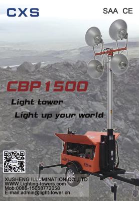 China tragbares geführtes Turm-Licht 220V IP65 mit Generator, Anhänger-Lichtmast zu verkaufen