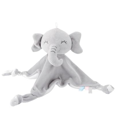 China Soft Toy New Arrivals Elephant Comforter And Plush Toy Blanket Towel Lovely Safety Comforter Baby Silk Animal Security Blanket for sale