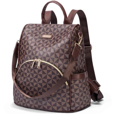 China Lekesky Windmill Anti-theft Custom Casual Brown Ladies Backpack Bag 2021 Leather Woman Backpack for sale