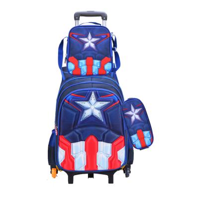 China 2020 Anti-theft Trending Hot Selling 6 Wheel Children Trolley School Bag Sets for sale