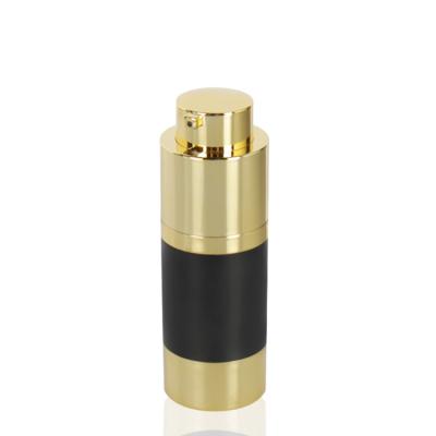 China 15ML 30ML 50ML Matte Gold Twist Up Plastic Cosmetic Airless Pump Bottle With Gold Lid For Cosmetic Packaging Container for sale