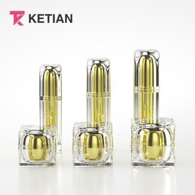 China 15g 30g 50g Cosmetic Empty Gold Jar Cosmetic Acrylic Cream Bottle And 15ml 30ml 50ml 100ml Lotion Pump Bottle for sale