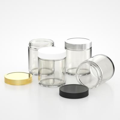 China Round Container Food Grade Customized Clear Glass Jar With Metal Plastic Lids For Honey Chocolate Cream for sale