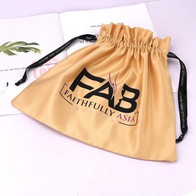 China Custom Logo Printed Luxury Satin Silk Natural Skin Care Product Cosmetic Bag Drawstring Dust Gift Packaging Pouch for sale