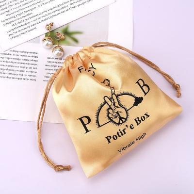 China Natural High End Gift Logo Soft Satin Silk Pouch Custom Made Matte Satin Drawstring Hair Bundle Underwear Storage for sale