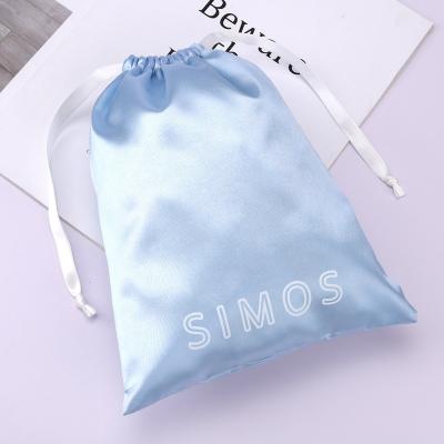 China Natural High End Drawstring Lingerie Shoe Dust Clothes Bag Logo Packaging Custom Satin Silk Hair Pouch for sale