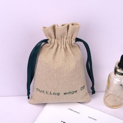 China Natural Eco-Friendly Custom Logo Jute Gift Sachet Storage Pouch Natural Linen Burlap Drawstring Bag for sale