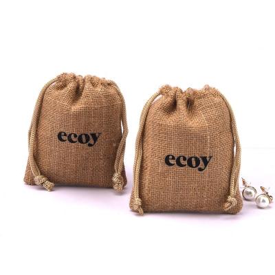 China Natural High Quality Custom Small Jute Cocoa Bean Packing Pouch Drawstring Christmas Gift Jute Pouch for sale