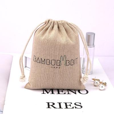 China Natural Custom Logo Printed Eco Jute Fabric Soap Cosmetic Pouch Drawstring Natural Linen Jute Soap Bag for sale