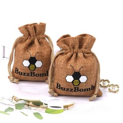 China Natural High Quality Mini Burlap Eco Bag For Coin Packaging Gift Wrapping Jute Drawstring Jewelry Pouch With Logo for sale