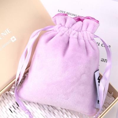 China High End Customized Customized Velvet Jewelry Pouch Security Label Flannel Drawstring Gift Perfume Cosmetic Bag for sale