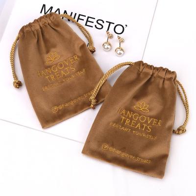 China Custom Logo Printed Velvet Gift Drawstring Safety Jewelry Soft Packaging Bag Luxury Soft Dust Packaging Pouch for sale