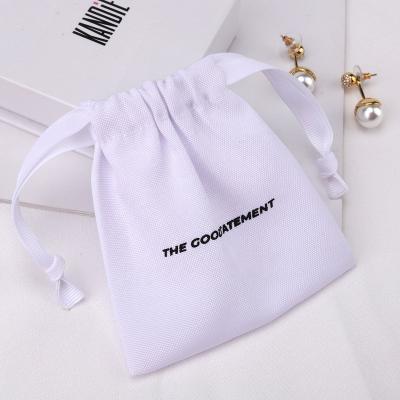 China Custom Natural Logo Printed Polyester Drawstring Soap Bag Recycled Nylon Cotton Polyester Dust Pouch for sale