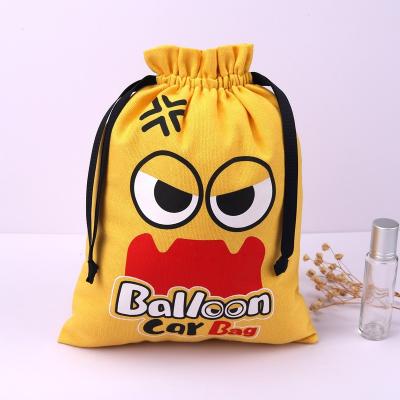 China Custom Printed Logo Safety 8 Ounce Canvas Toys Balloon Card Packing Drawstring Bag Dust Gift Storage Canvas Pouch for sale