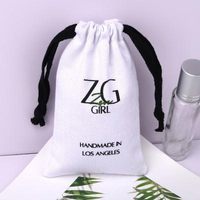 China Natural Cotton Twill High End Drawstring Bag For Lipstick Packaging Custom Twill Cotton Jewelry Pouch for sale