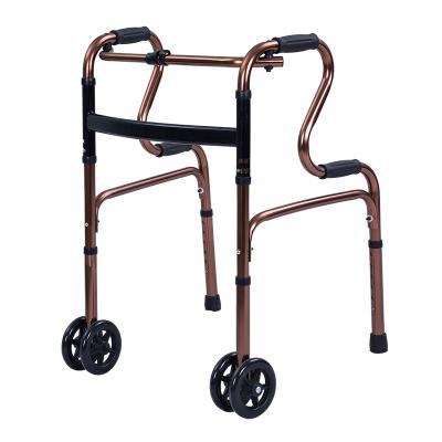 China Convenient Rehabilitation Therapy Supplies Folding Adjustable Medical Adult Aluminum Standing Walker For The Elderly for sale