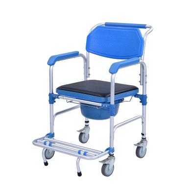 China Zhongshan Factory Price Commode OEM Customized Medical Equipment Disabled Senior Aluminum Commode Toilet Chair With Wheels for sale