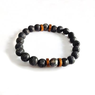 China Vintage Fashion Charm Bead Natural Tiger Eye Stone Bracelet Woven Beaded Bracelet for Father' Day Gift for sale