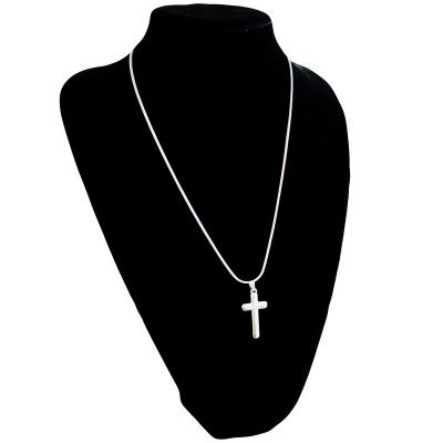 China TRENDY Wholesale Fashion Simple Clavicle Chain Stainless Steel Simple Silver Cross Pendant Necklaces For Women/Men for sale