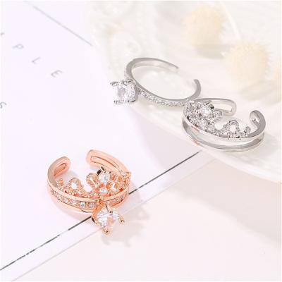 China Romantic Wholesale Jewelry Two-Piece Set Simple Fashion Diamonds Detachable Crown Ring for Ladies Women Girls for sale