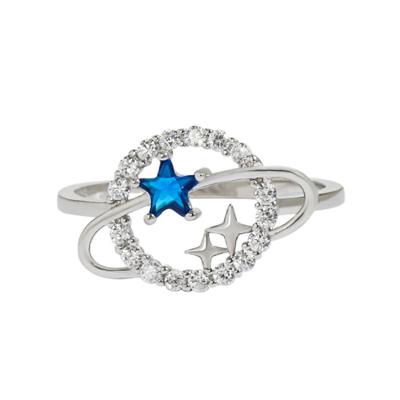 China Romantic Fashion Jewelry 925 Sterling Silver Finger Rings Personalized Design Star And Planet Shape Ring For Women for sale